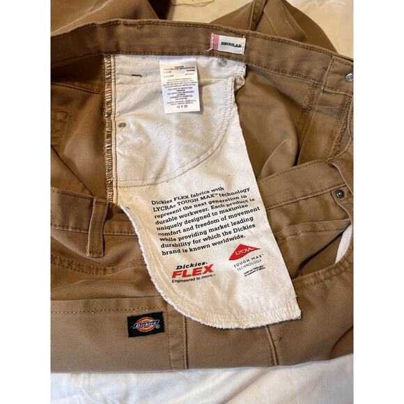 Dickies FLEX Tough Max Brown Work Pants Sz 40 Raw Hem Carpenter Fit‎ - Picture 8 of 10